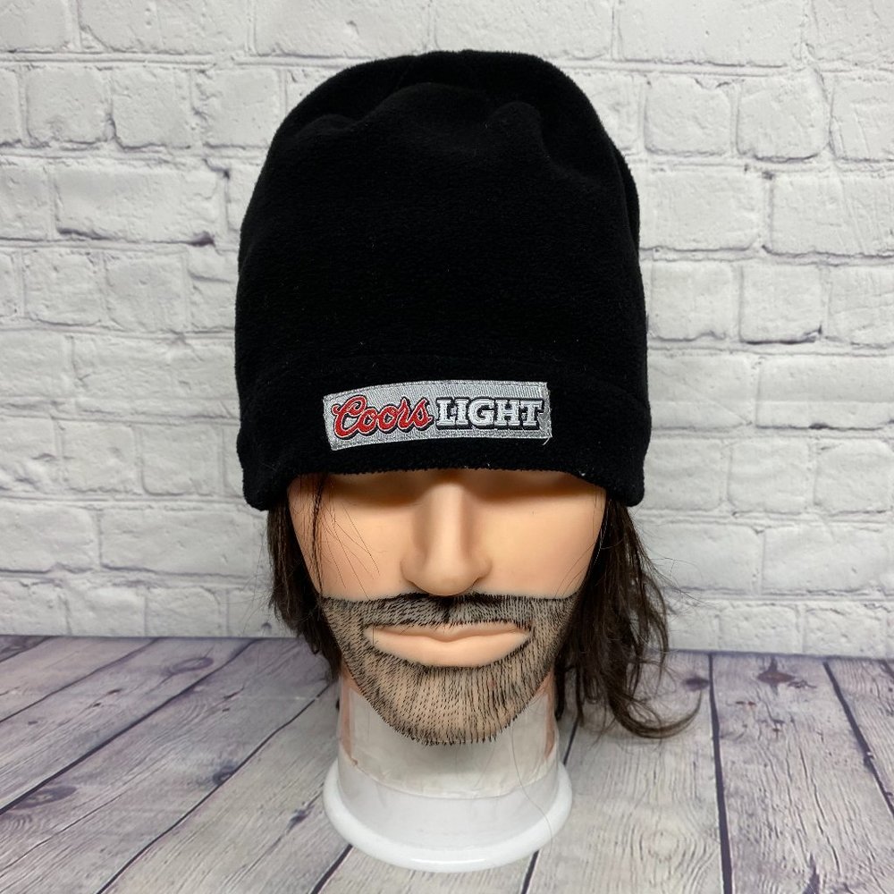 Coors Light Beer Fleece Beanie Hat Cap Black Winter Toque Brew Brewery BREWSKI